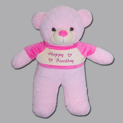 "Pink Teddy with Happy Birthday Msg - BST- 9806- 001 - Click here to View more details about this Product